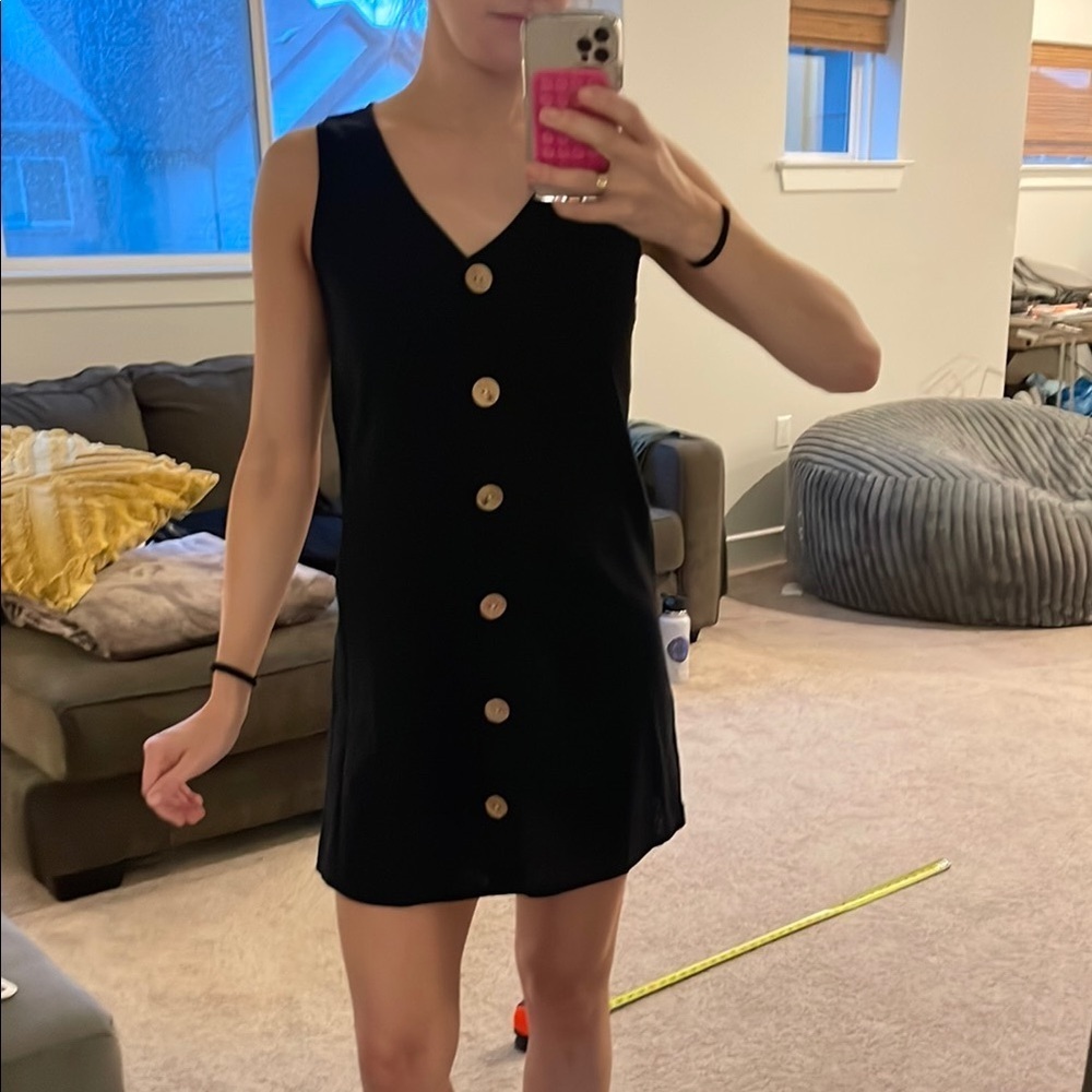 SHEIN Black and Gold Tie Front Sheath Mini Dress